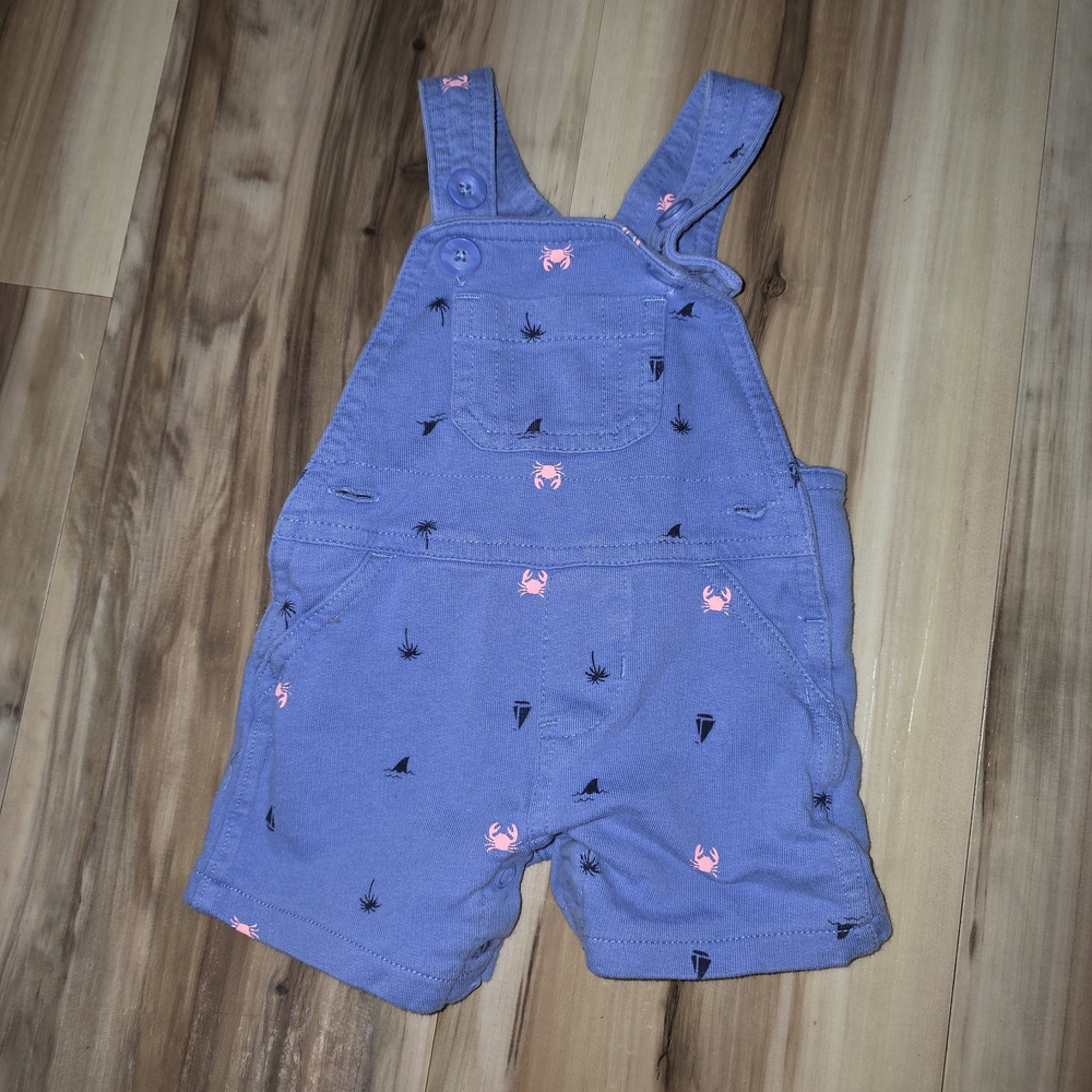 Carter's Blue Overalls with Crab and Nautical Print